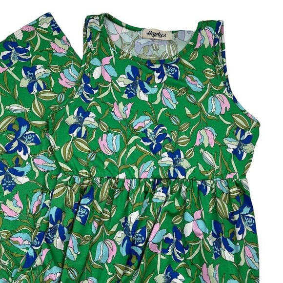Haptics Kelly Green & Blue Floral Print Fit and Flare Maxi Dress Women's Size M - Picture 2 of 9
